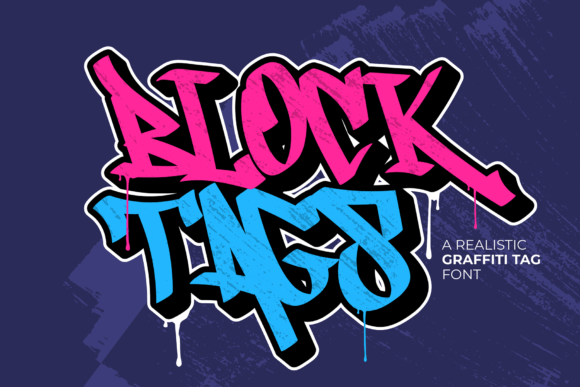 Block Tags: A Realistic Graffiti Display Font for Small Business Branding